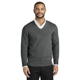 Port Authority SW2850 Easy Care V-Neck Sweater - Charcoal Heather 