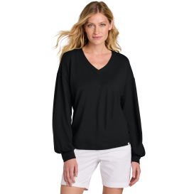 TravisMathew TM1LD009 Ladies Long Weekend V-Neck - Black