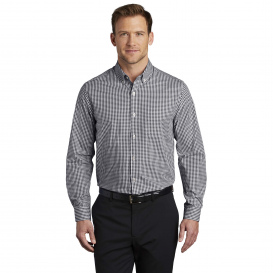 Port Authority W644 Broadcloth Gingham Easy Care Shirt - Black/White