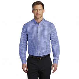 Port Authority W644 Broadcloth Gingham Easy Care Shirt - True Royal/White