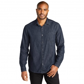 Port Authority W676 Long Sleeve Perfect Denim Shirt - Dark Wash