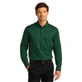 Port Authority W808 Long Sleeve SuperPro React Twill Shirt - Dark Green