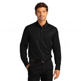 Port Authority W808 Long Sleeve SuperPro React Twill Shirt - Deep Black
