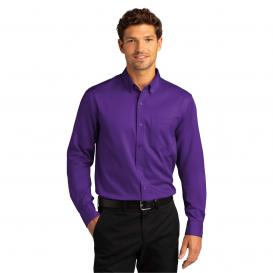 Port Authority W808 Long Sleeve SuperPro React Twill Shirt - Purple