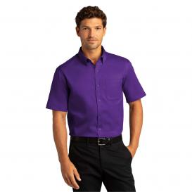 Port Authority W809 Short Sleeve SuperPro React Twill Shirt - Purple
