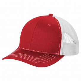 Port Authority YC112 Youth Snapback Trucker Cap - Flame Red/White