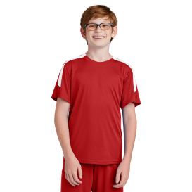 Sport-Tek YST100 Competitor United Crew - Deep Red/White