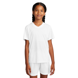 Sport-Tek YST101 Youth Competitor United V-Neck - White/White