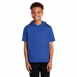 Sport-Tek YST251 Youth Sport-Wick Fleece Short Sleeve Hooded Pullover - True Royal