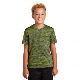 Sport-Tek YST390 Youth PosiCharge Electric Heather Tee - Lime Shock/True Navy Electric