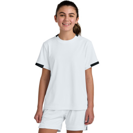 Sport-Tek YST440 Youth Club Short Sleeve Crew - White/Black