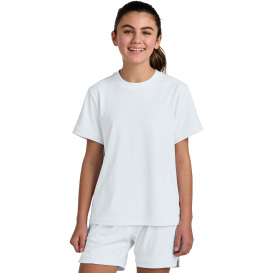 Sport-Tek YST440 Youth Club Short Sleeve Crew - White/White