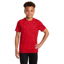Sport-Tek YST460 Youth Digi Camo Tee - True Red