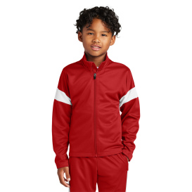 Sport-Tek YST800 Youth Travel Full-Zip Jacket - Deep Red/White