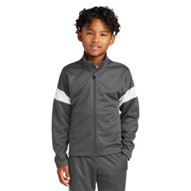 Sport-Tek YST800 Youth Travel Full-Zip Jacket - Iron Grey/White