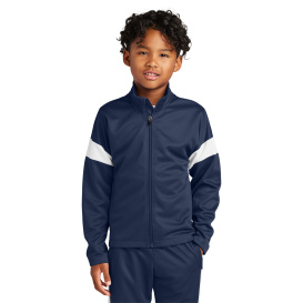 Sport-Tek YST800 Youth Travel Full-Zip Jacket - True Navy/White