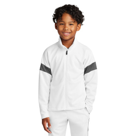 Sport-Tek YST800 Youth Travel Full-Zip Jacket - White/Iron Grey