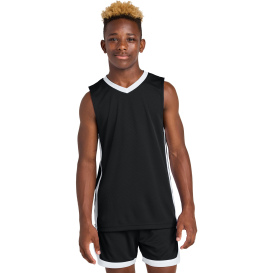 Sport-Tek YST900 Youth Rival Basketball Rev Jersey - Black/White