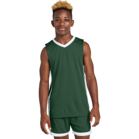 Sport-Tek YST900 Youth Rival Basketball Rev Jersey - Forest Green/White