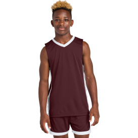 Sport-Tek YST900 Youth Rival Basketball Rev Jersey - Maroon/White