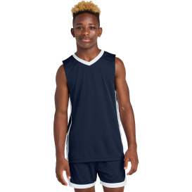 Sport-Tek YST900 Youth Rival Basketball Rev Jersey - True Navy/White