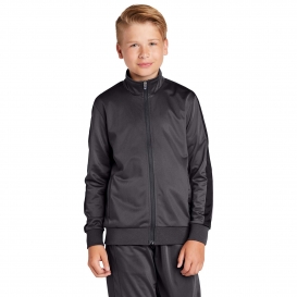 Sport-Tek YST94 Youth Full-Zip Tricot Track Jacket - Graphite Grey/Black