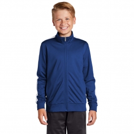 Sport-Tek YST94 Youth Full-Zip Tricot Track Jacket - True Royal/White