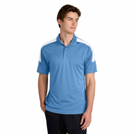 Sport-Tek ST104 Competitor United Polo - Carolina Blue/White