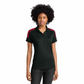 Sport-Tek LST104 Ladies Competitor United Polo - Black/Deep Red