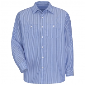 Red Kap SP10 Men\'s Industrial Stripe Poplin Work Shirt - Long Sleeve - GM Blue/White Stripe