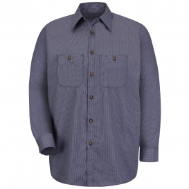 Red Kap SP10 Men\'s Micro Check Uniform Shirt - Long Sleeve - Blue/Charcoal Check