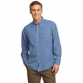 Port & Company SP10 Long Sleeve Value Denim Shirt - Faded Blue