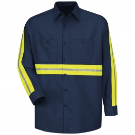 Red Kap SP14 Enhanced Visibility Industrial Work Shirt - Long Sleeve - Navy