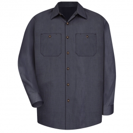 Red Kap SP14 Men\'s Geometric Micro Check Work Shirt - Long Sleeve - Blue/Charcoal Micro Check