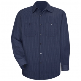 Red Kap SP14 Men\'s DuraStripe Work Shirt - Long Sleeve - Navy/Light Blue Twin Stripe