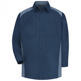 Red Kap SP18 Men\'s Long Sleeve Motorsports Shirt - Navy/Postman Blue