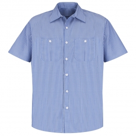 Red Kap SP20 Men\'s Industrial Stripe Poplin Work Shirt - Short Sleeve - GM Blue/White Stripe