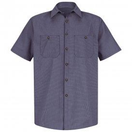 Red Kap SP20 Men\'s Micro Check Uniform Shirt - Short Sleeve - Blue/Charcoal Check