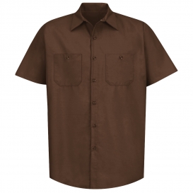Red Kap SP24 Men\'s Industrial Work Shirt - Short Sleeve - Chocolate Brown