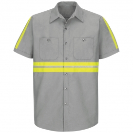 Red Kap SP24 Enhanced Visibility Industrial Work Shirt - Short Sleeve - Light Grey