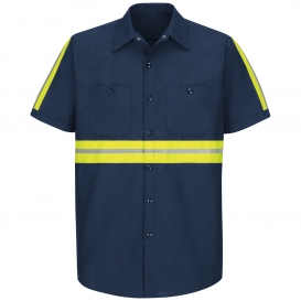 Red Kap SP24 Enhanced Visibility Industrial Work Shirt - Short Sleeve - Navy