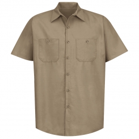 Red Kap SP24 Men\'s Industrial Work Shirt - Short Sleeve - Khaki