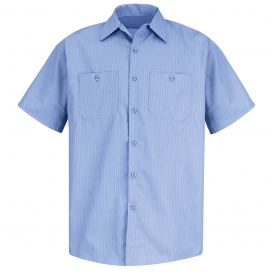 Red Kap SP24 Men\'s DuraStripe Work Shirt - Short Sleeve - Medium Blue/Light Blue Twin Stripe