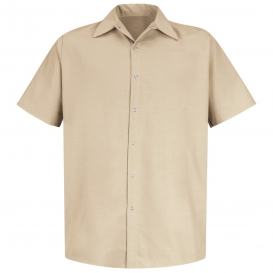 Red Kap SP26 Men\'s Specialized Pocketless Work Shirt - Short Sleeve - Light Tan