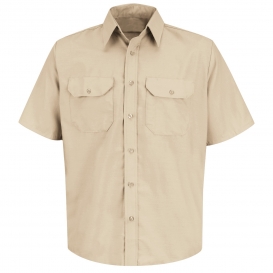 Red Kap SP60 Men\'s Solid Dress Uniform Shirt - Short Sleeve - Light Tan