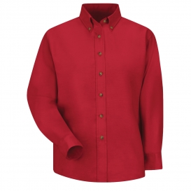 Red Kap SP91 Women\'s Poplin Dress Shirt - Long Sleeve - Red