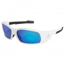 MCR Safety SR128B Swagger SR1 Safety Glasses - White Frame - Blue Mirror Lens