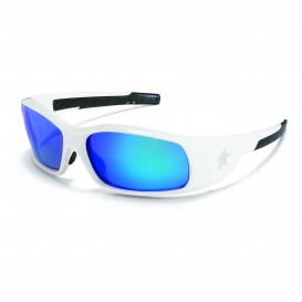 Crews SR128B Swagger SR1 Safety Glasses - White Frame - Blue Mirror Lens