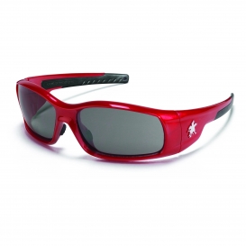 Crews SR132AF Swagger Safety Glasses - Red Frame - Gray Anti-Fog Lens