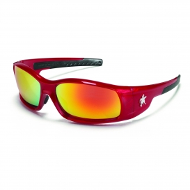 Crews SR13R Swagger SR1 Safety Glasses - Red Frame - Fire Mirror Lens